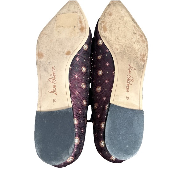 Sam Edelman Size 10M Rivera Flat Burgundy Jacquard Scalloped Studded Shoe - Picture 6 of 7